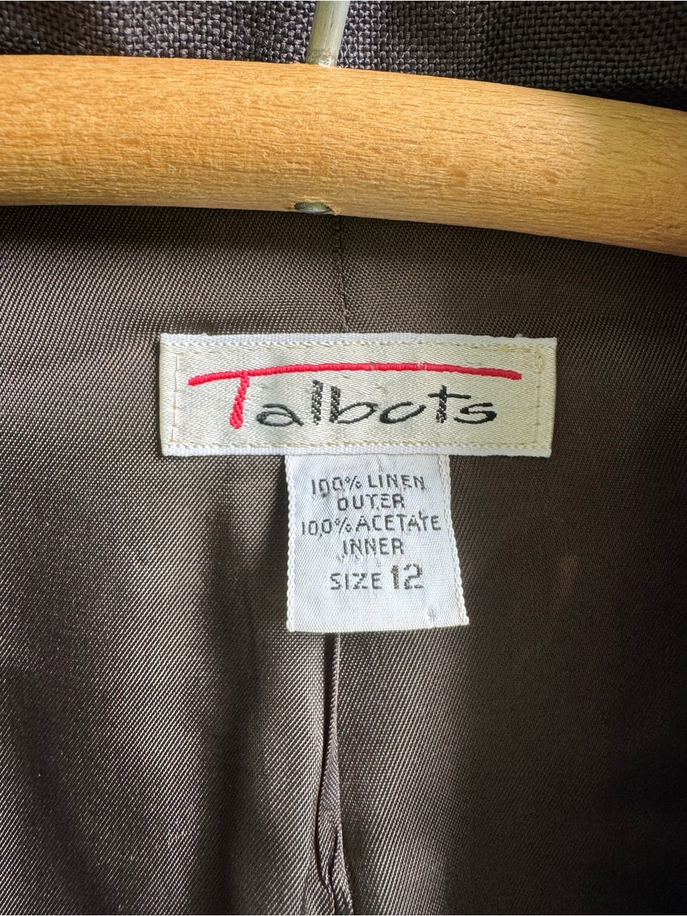 Talbots Vintage Black 100% Linen Blazer 12 Oversized Office Tailored Coastal - Picture 2 of 16